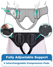 Carica l'immagine nel visualizzatore di Gallery, Universal Hernia Belt for Men Women: CutToFit Double/Single Inguinal/Sports Hernia Truss Left Right Rupture Support w/ Ergonomic Groin Straps 4 Compression Pad|Pre&Post Surgery Pain Relief Rehab Brace